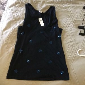 BANANA REPUBLIC sequence dot navy tank top